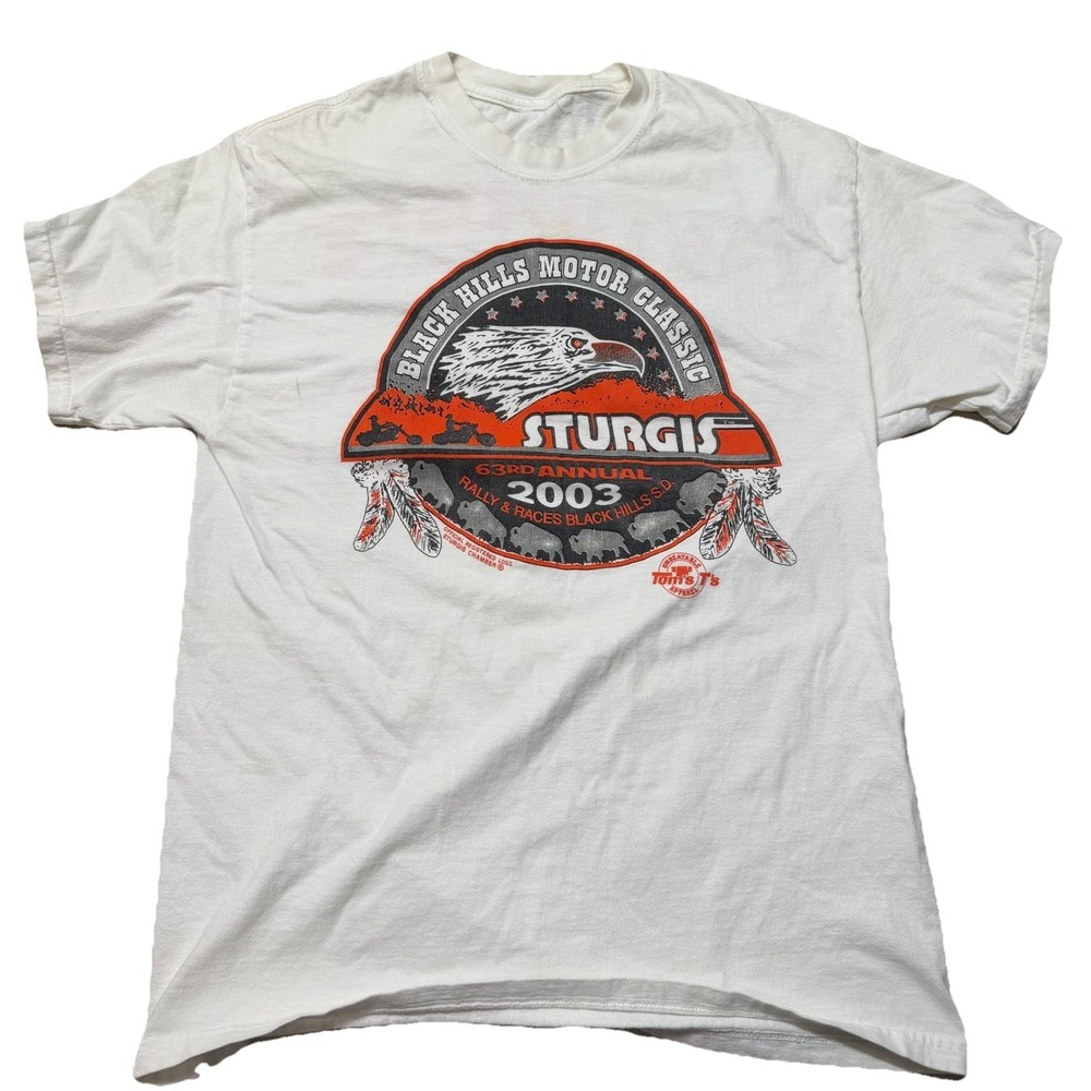 Vintage 2003 Sturgis Black Hills Motor Classic Rally Shirt Mens M Biker Back Hit